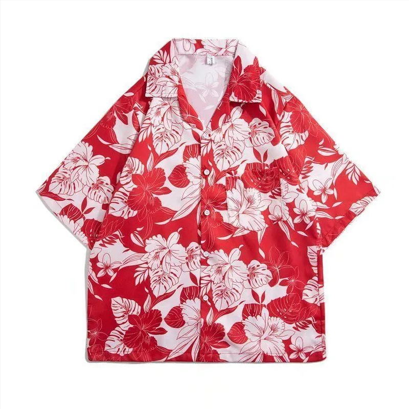 Vintage Hawaiian Floral Shirt - Vintage çiçek gömlek kısa kollu Tay