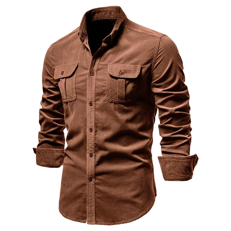 Corduroy Button Up Shirt Men - Erkek Kordonlu Günlük Gömlek Ceket Klasik