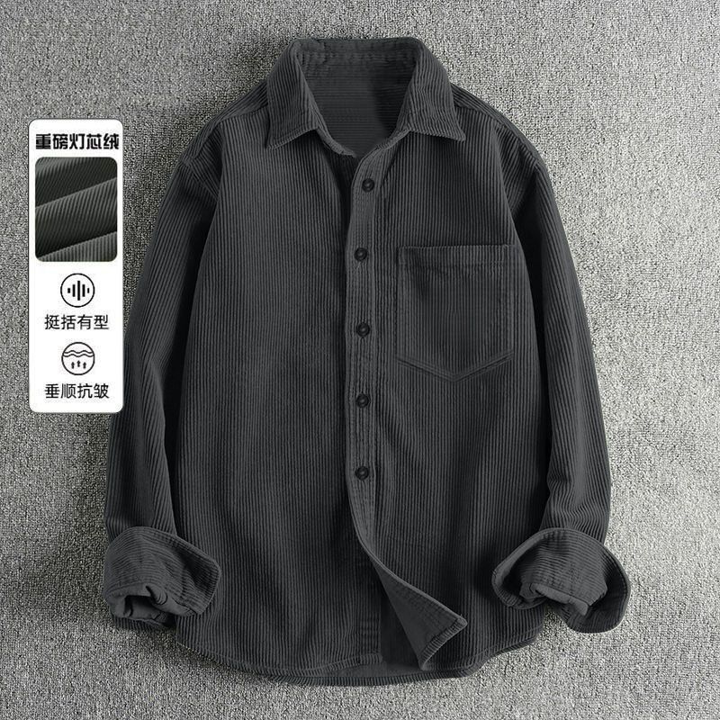 Corduroy Button Up Shirt Men - Sonbahar Erkek Kordonlu Uzun Kollu Gömlekler