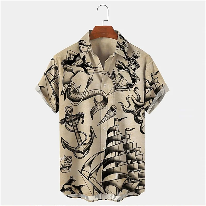 Vintage Hawaiian Floral Shirt - Erkekler Yazlık Yaka Kısa Kollu Hawaii