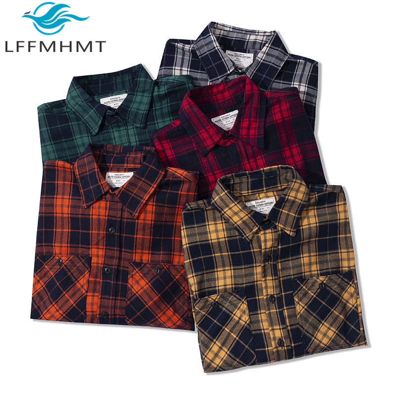 Flannel Plaid Shirt Heavy Weight - Sonbahar Kış Moda erkek Klasik Flanel