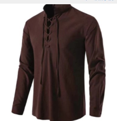 Medieval Gothic Lace Up Pirate Shirt - Erkek Korsan Gömlek Viking Retro Rönesans