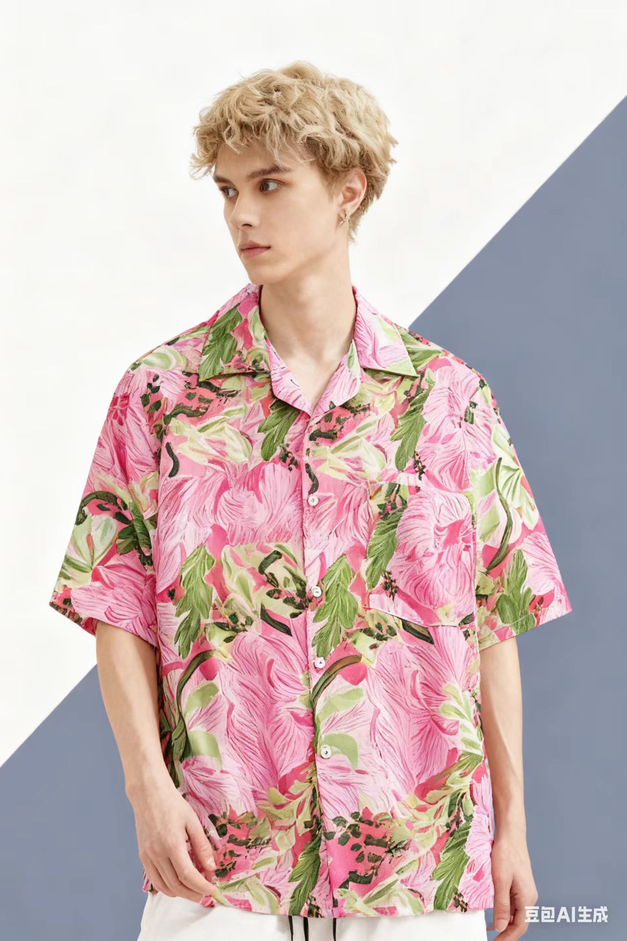Vintage Hawaiian Floral Shirt - Vintage Plaj Blusas Meslek Pembe Graffiti