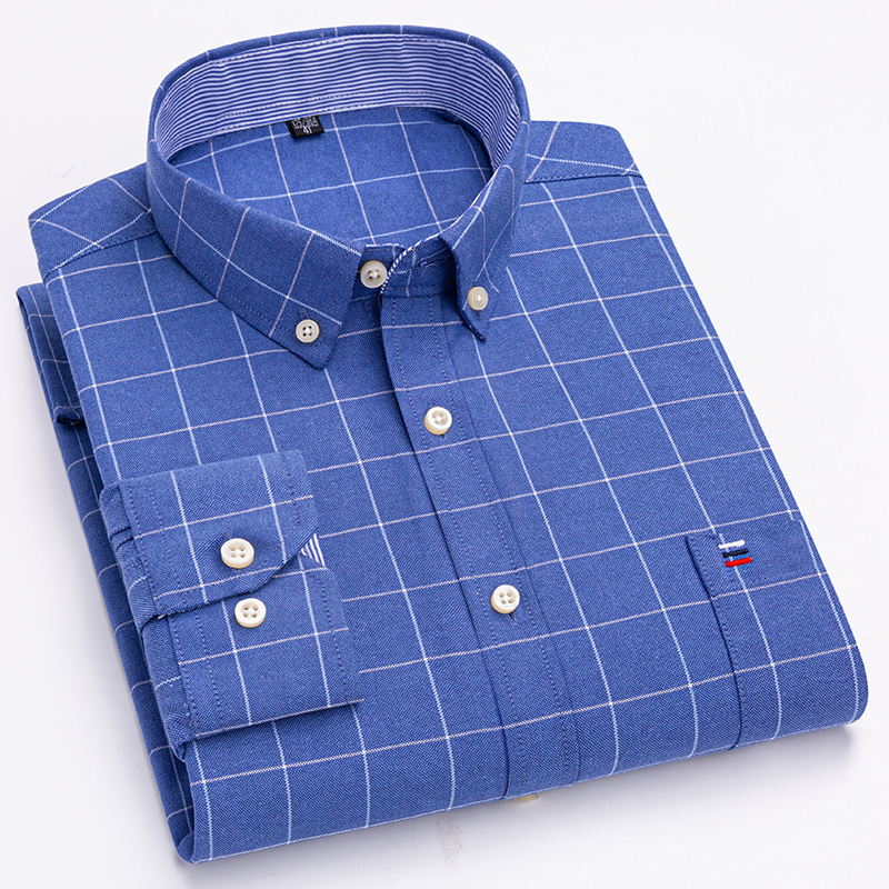 Oxford Cotton Casual Shirt Business - 100% saf pamuk Oxford erkekler çizgili