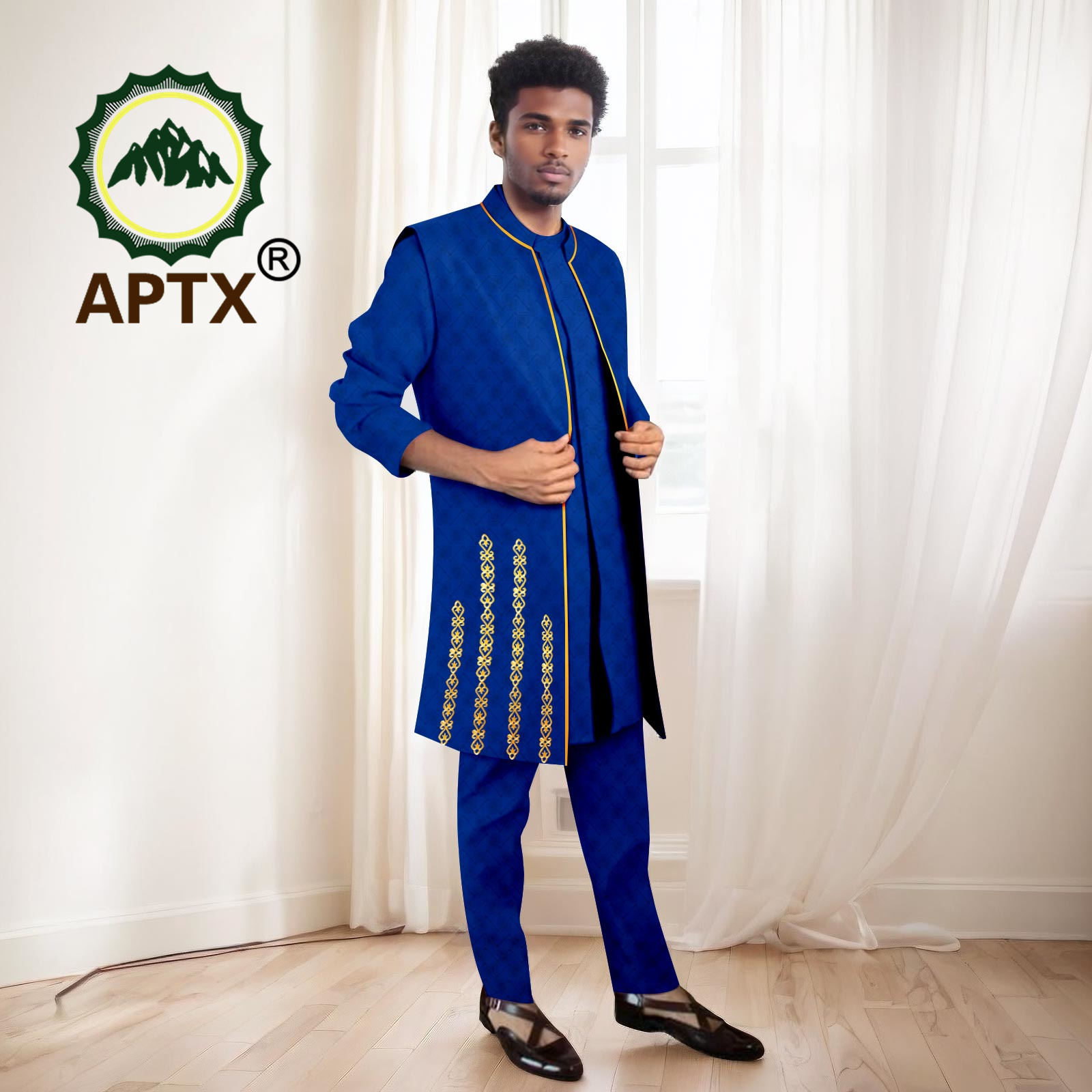 Mandarin Collar Formal Shirt Slim Fit - Afrika Erkek Takım Elbise Yüksek Kaliteli