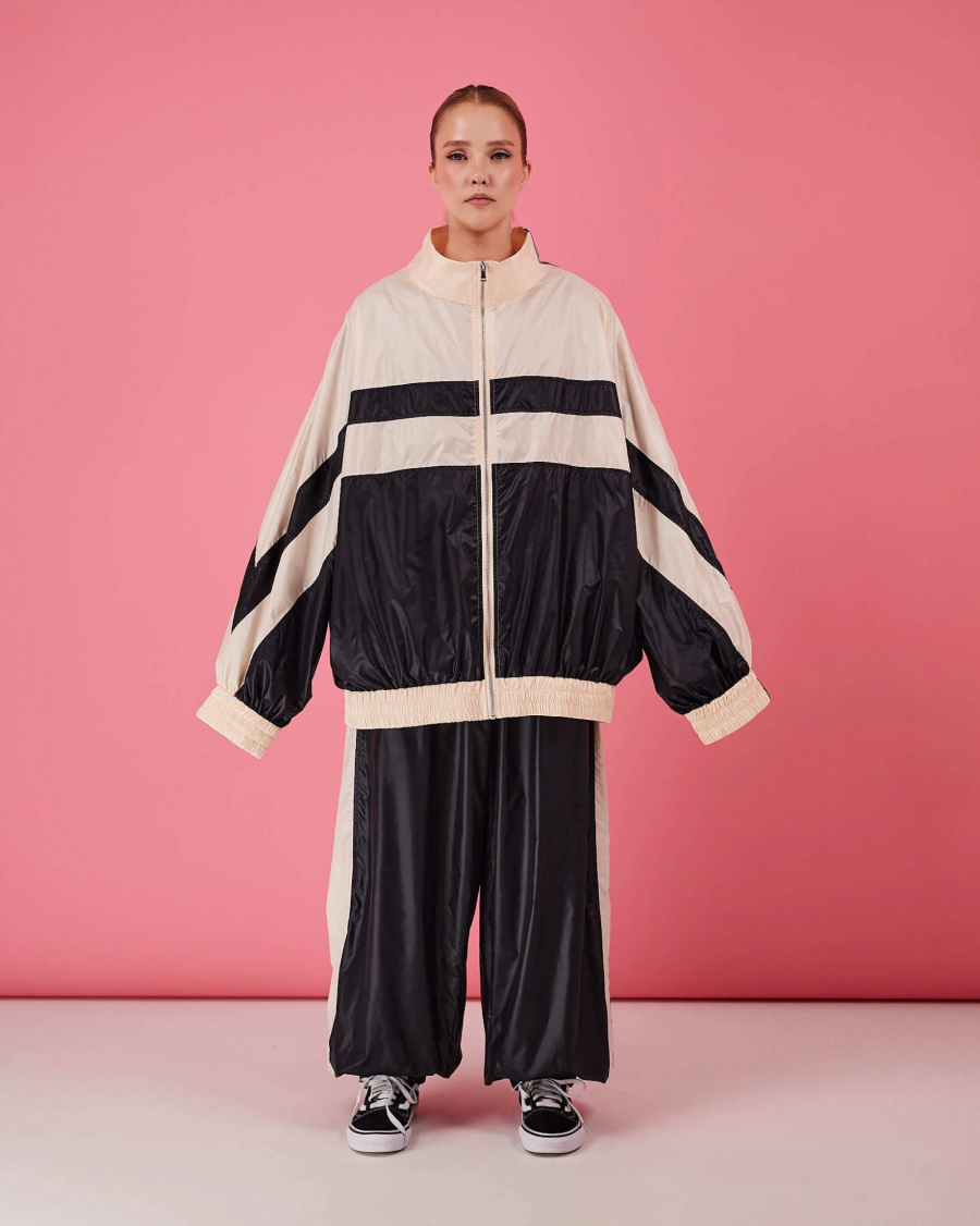 Jackets - Kadın Asetat Saten Eşofman Standı Yaka