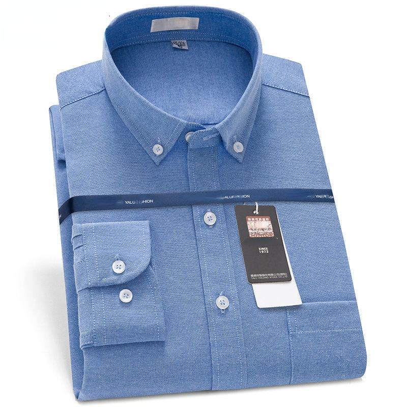 Oxford Cotton Casual Shirt Business - Erkek Oxford gömlek uzun kollu düz
