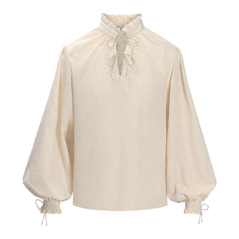 Medieval Gothic Lace Up Pirate Shirt - Rönesans Orta Çağ Korsan Gömleği Erkekler