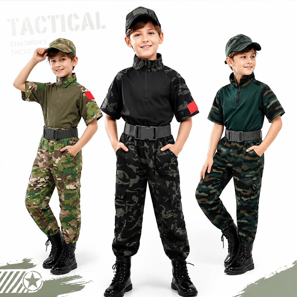 Tactical Military Shirt Cargo - Çocuklar Kamuflaj Taktik Kurbağa Takım Elbise