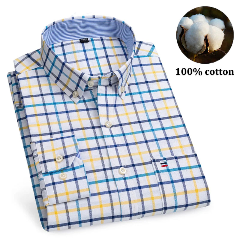 Oxford Cotton Casual Shirt Business - Erkek %100 Pamuklu Gömlekler Uzun Kollu
