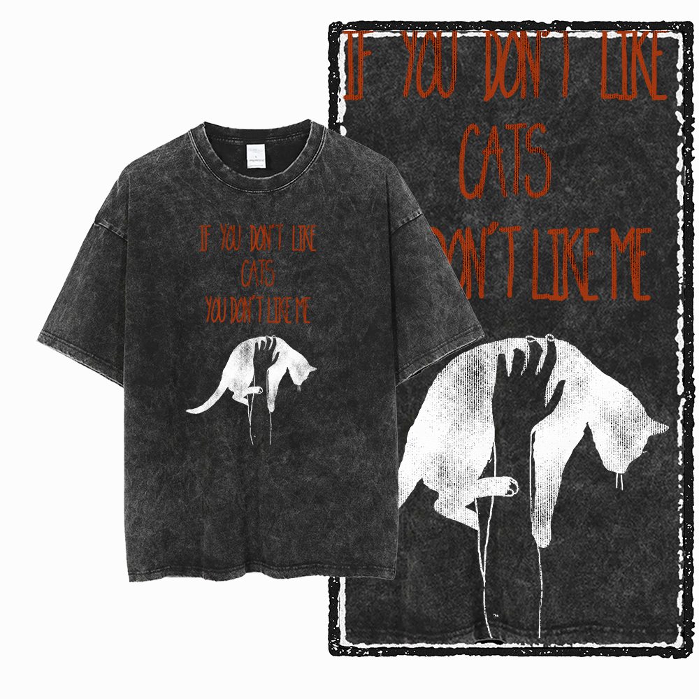 Acid Wash Vintage Graphic T Shirt - G55 Asit Yıkama Siyah Pamuklu Cool