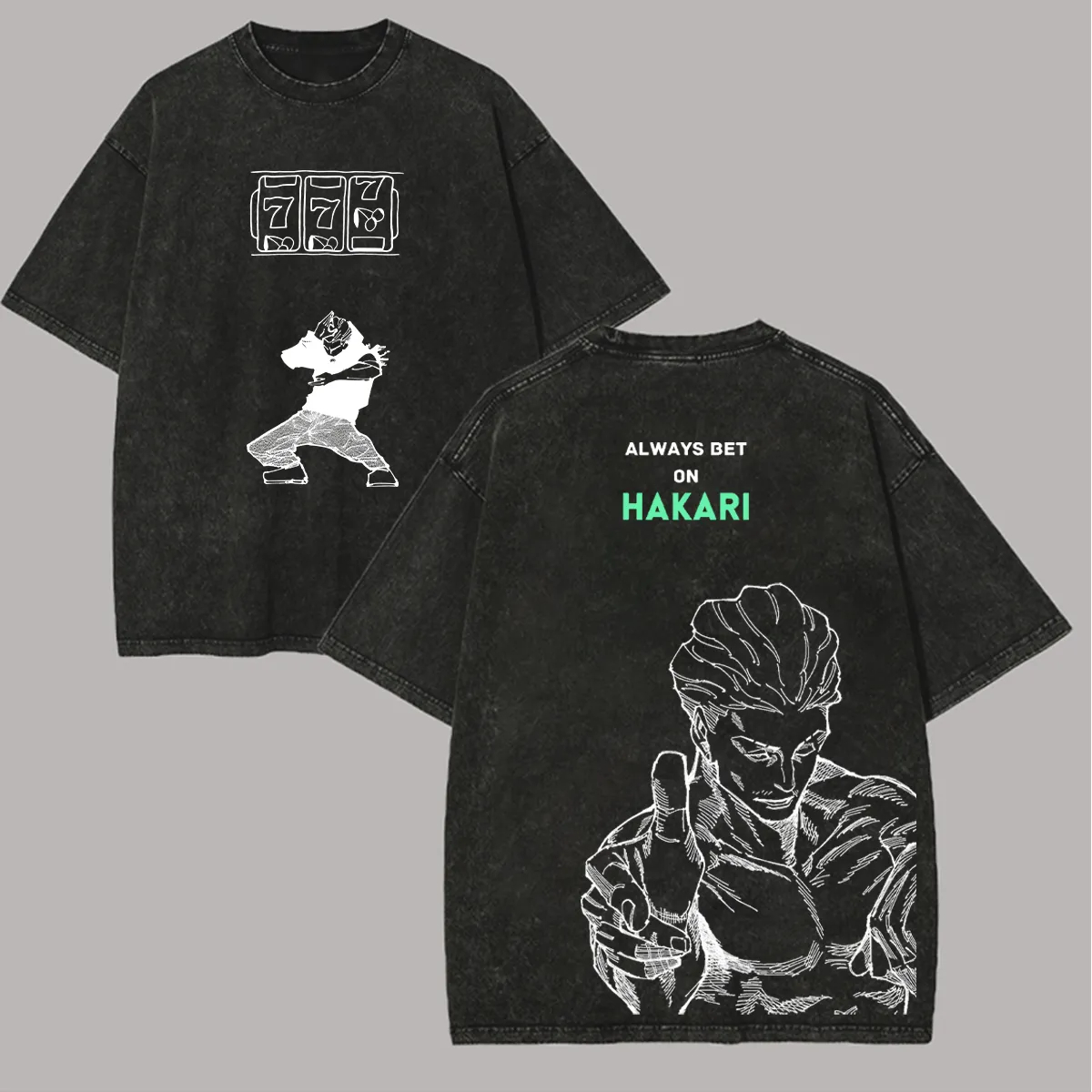 Acid Wash Vintage Graphic T Shirt - Jujutsu Kaisen Hakari T Shirt Her