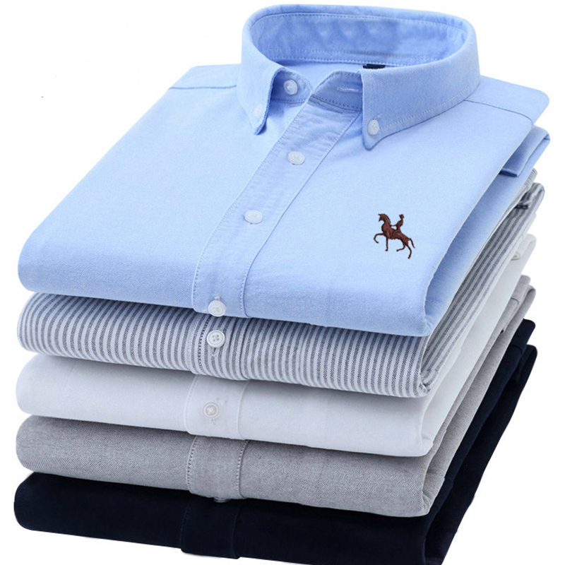 Oxford Cotton Casual Shirt Business - S-6XL Oxford Gömlek Erkekler için Uzun