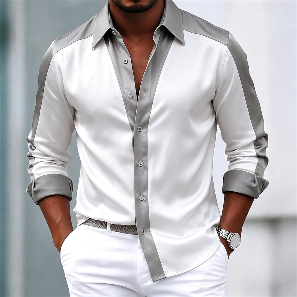 Mens Satin Silk Dress Shirt - Erkek gömleği, saten gömlek, klasik gömlek,