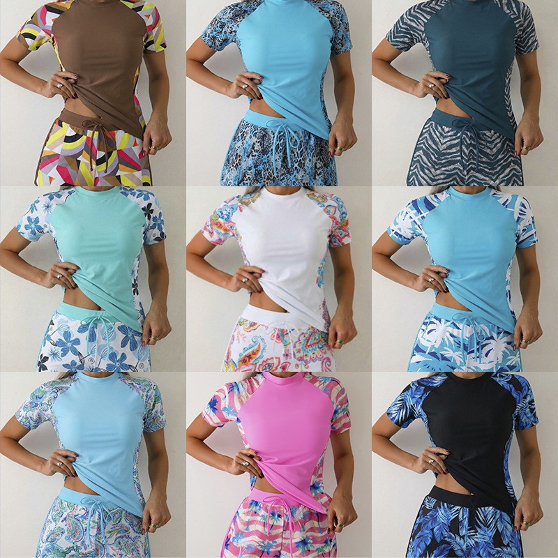 Shorts - Kadın Tankini Şortlu Crop Tankini Üstü