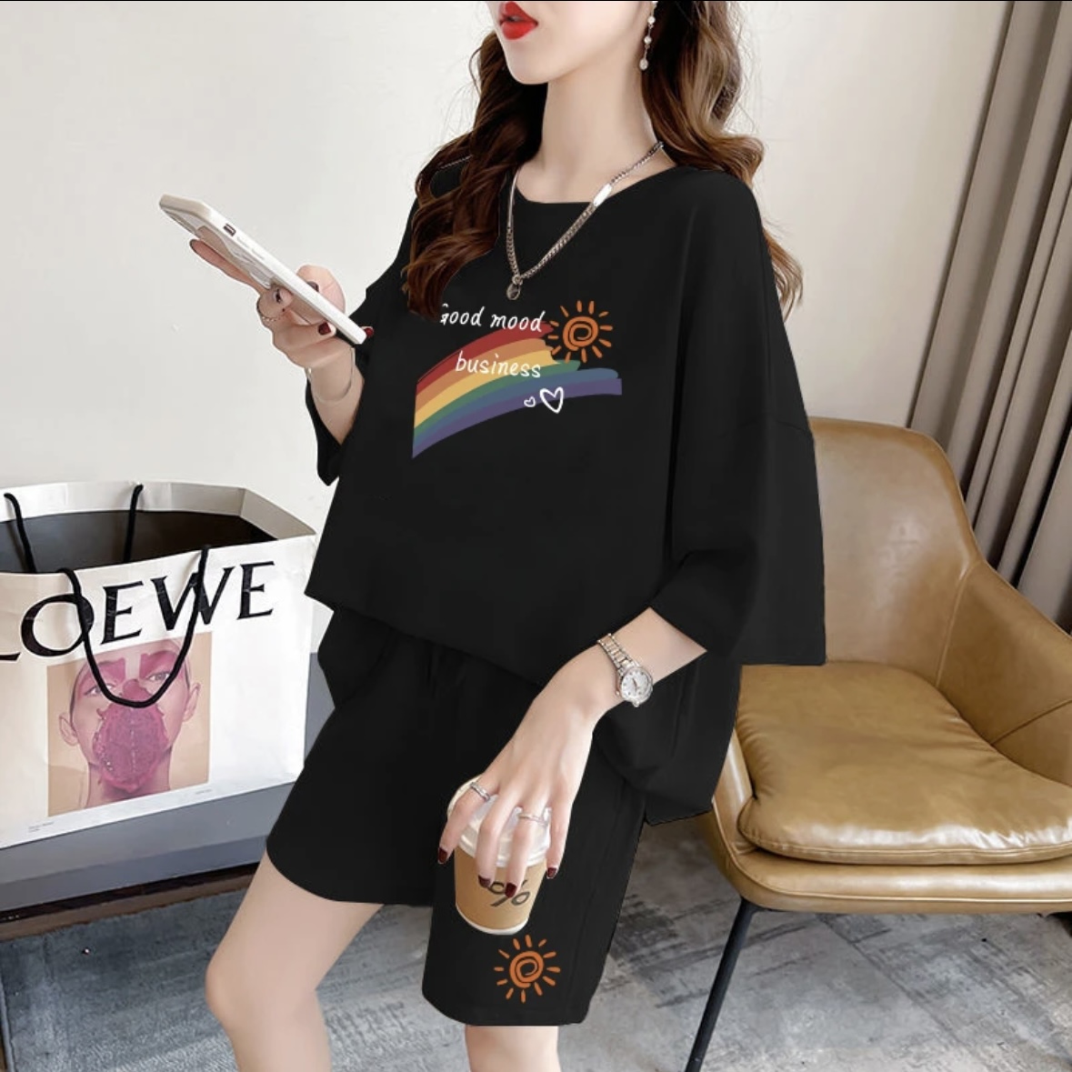 Shirts - Moda kadın yazlık şort takımı, spor