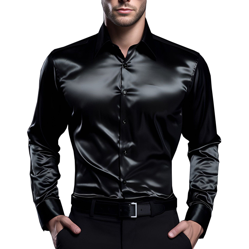 Erkek saten lüks elbise gömlek - Mens Satin Silk Dress Shirt incelemesi ve fiyatı