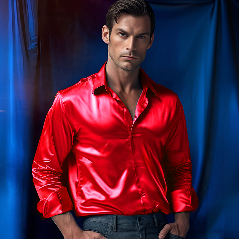 Erkek saten lüks elbise gömlek - Mens Satin Silk Dress Shirt incelemesi ve fiyatı