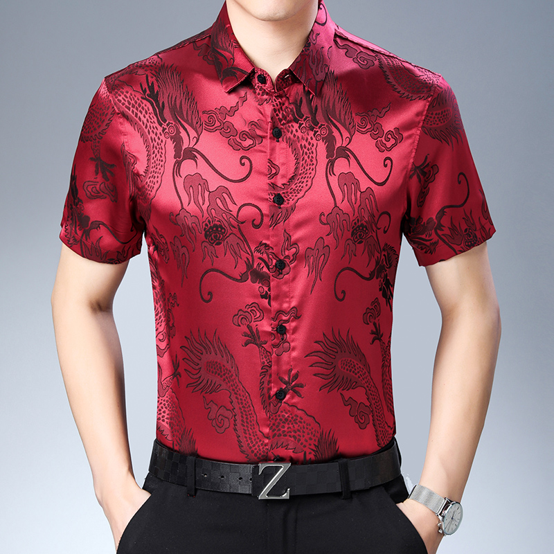 Erkek moda desen ipek gömlek y - Mens Satin Silk Dress Shirt incelemesi ve fiyatı