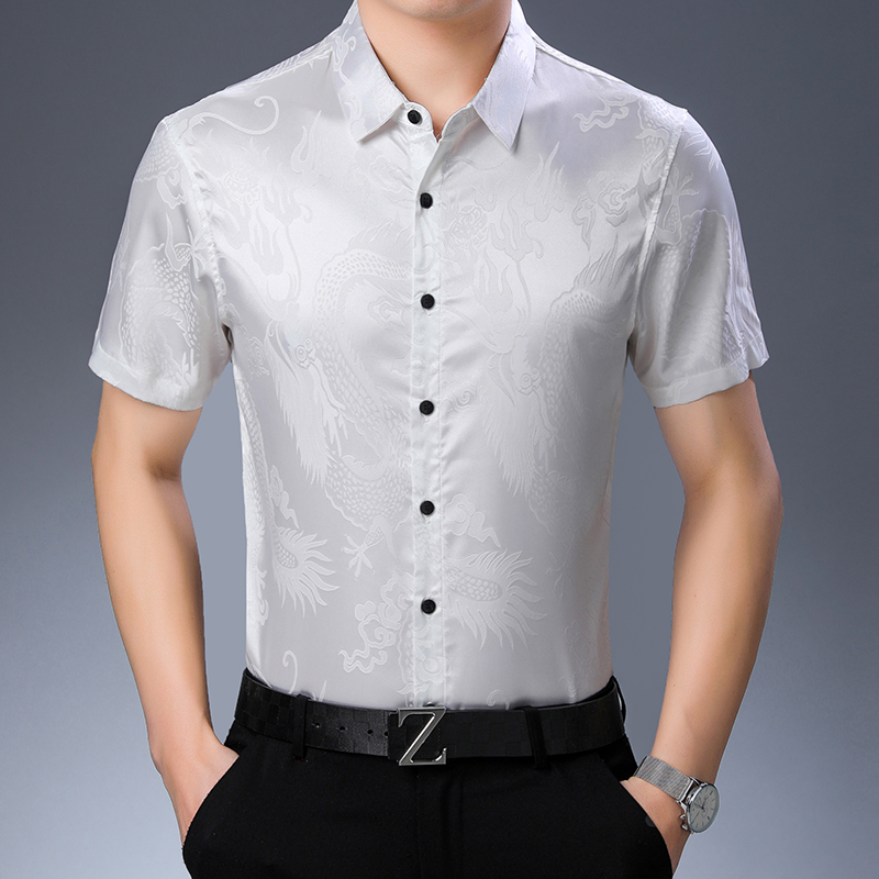 Erkek moda desen ipek gömlek y - Mens Satin Silk Dress Shirt incelemesi ve fiyatı