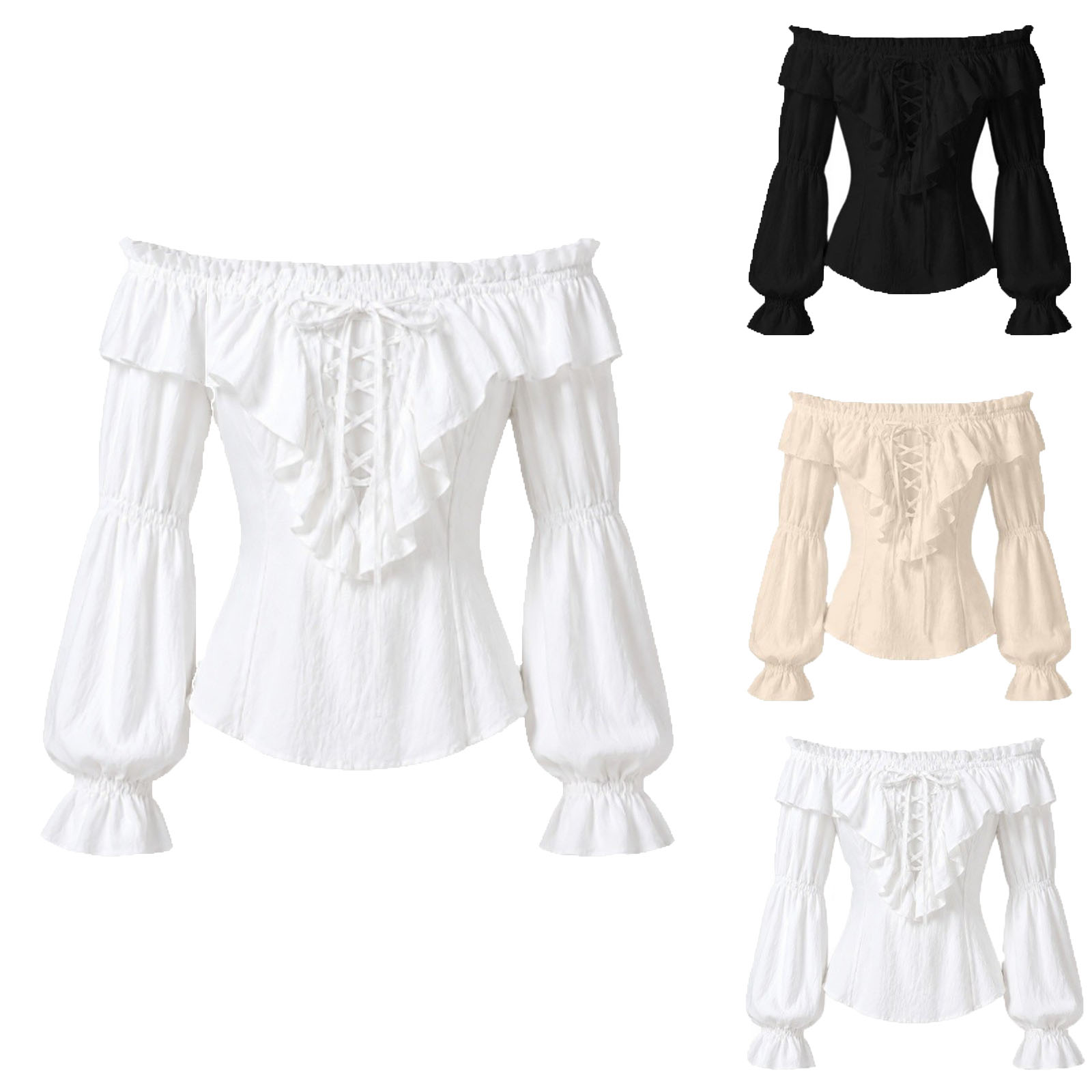 Kadın Korsan Gömleği Rönesans  - Medieval Gothic Lace Up Pirate Shirt incelemesi ve fiyatı