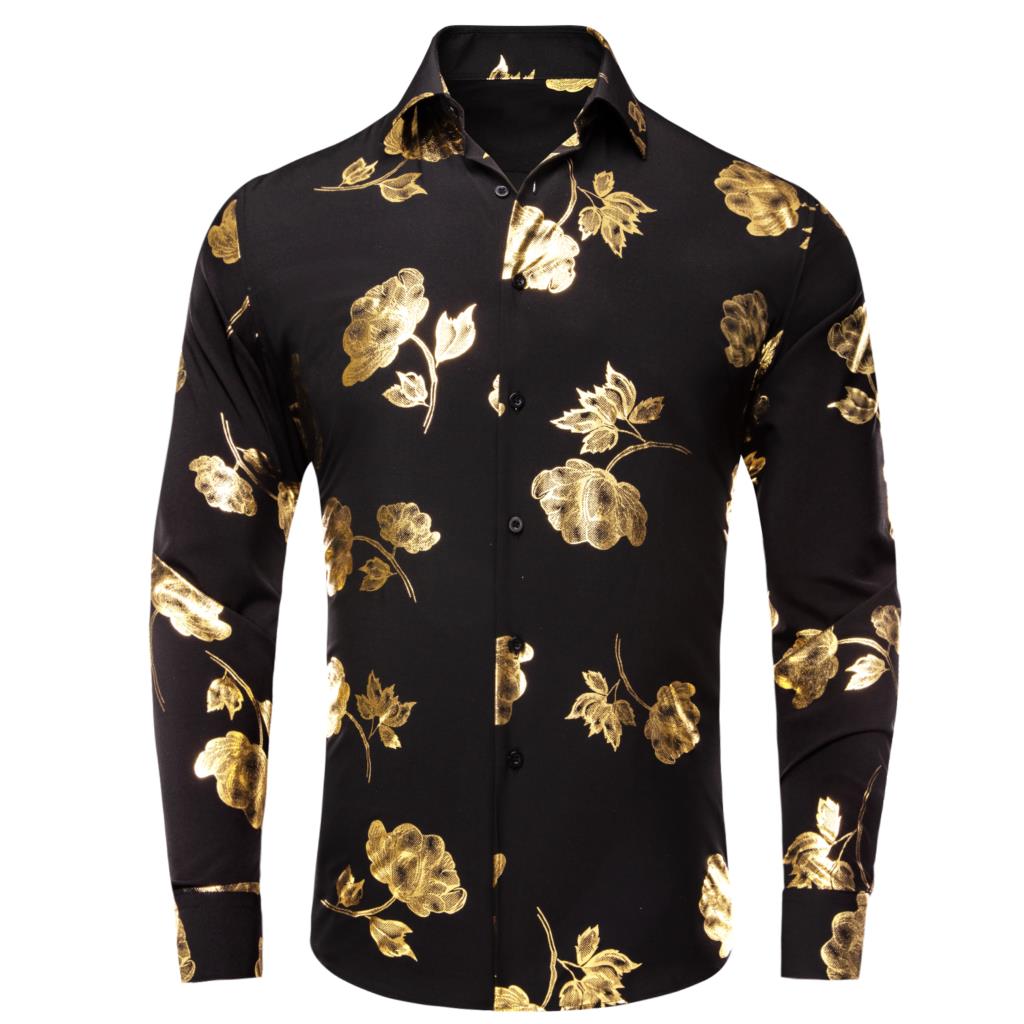 Hi-Tie siyah altın ipek erkek  - Mens Satin Silk Dress Shirt incelemesi ve fiyatı