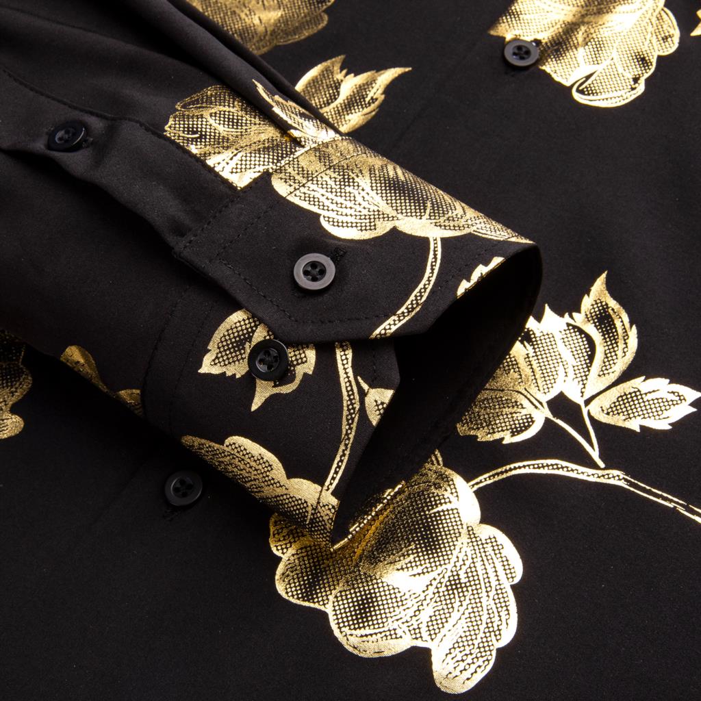 Hi-Tie siyah altın ipek erkek  - Mens Satin Silk Dress Shirt incelemesi ve fiyatı