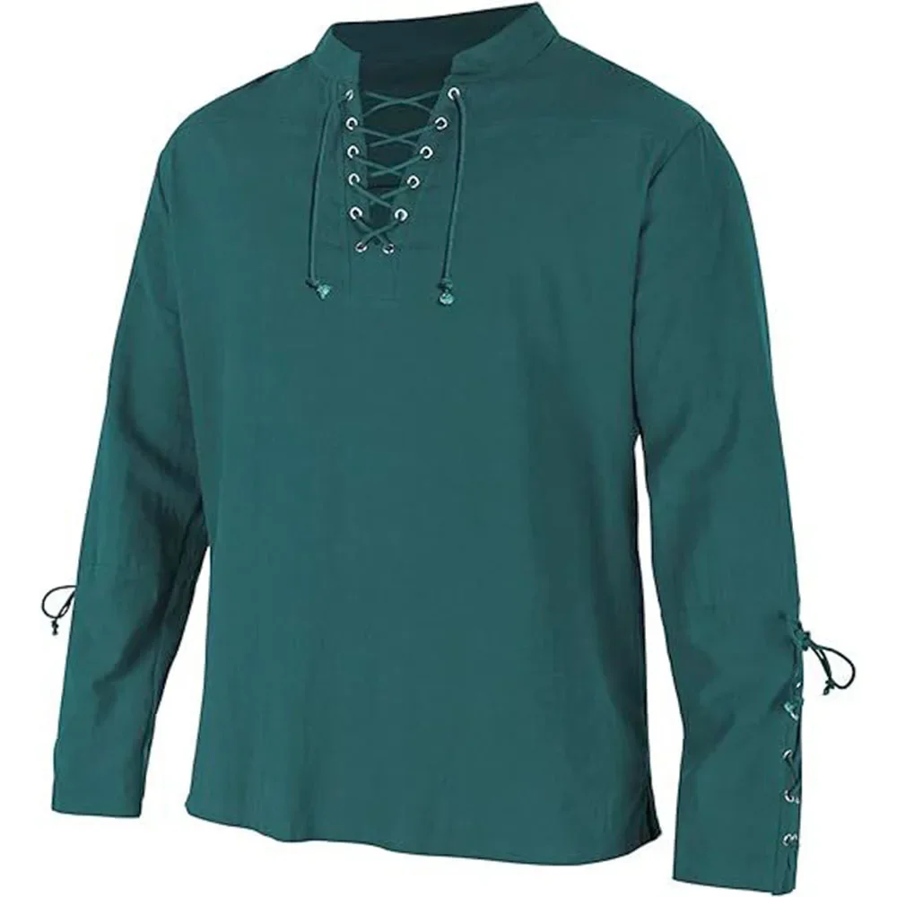 Erkek uzun kollu gömlek dantel - Medieval Gothic Lace Up Pirate Shirt incelemesi ve fiyatı