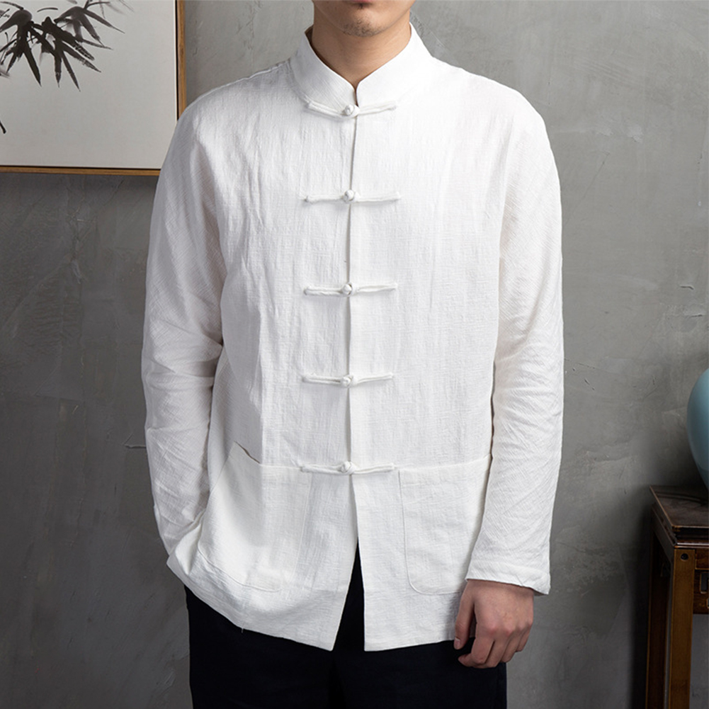 Retro Rahat Erkek Çin Geleneks - Mens Linen Shirt Long Sleeve incelemesi ve fiyatı