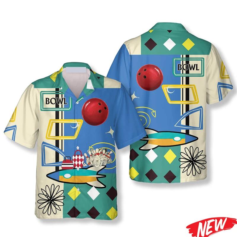 Klasik Bowling Desenli Hawaii  - Short Sleeve Bowling Shirt Retro incelemesi ve fiyatı