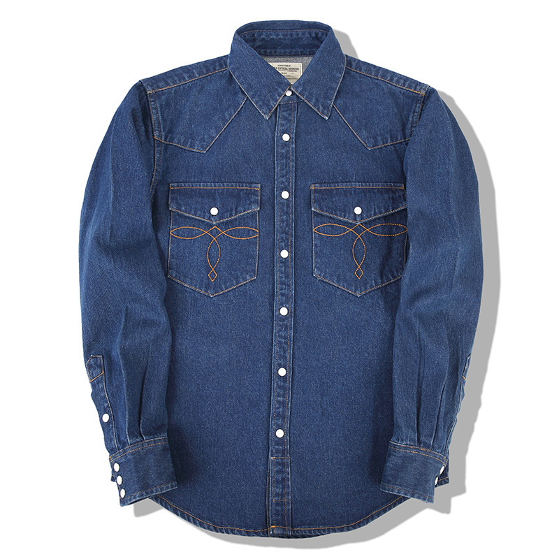 Amerikan Vintage Kot Gömlekler - Mens Western Denim Pearl Snap Shirt incelemesi ve fiyatı