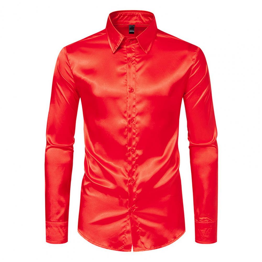 Mavi Turuncu Kırmızı Sarı Sate - Mens Satin Silk Dress Shirt incelemesi ve fiyatı