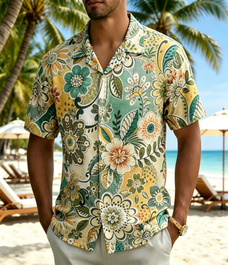 Erkek Vintage Boho Tropikal Çi - Vintage Hawaiian Floral Shirt incelemesi ve fiyatı