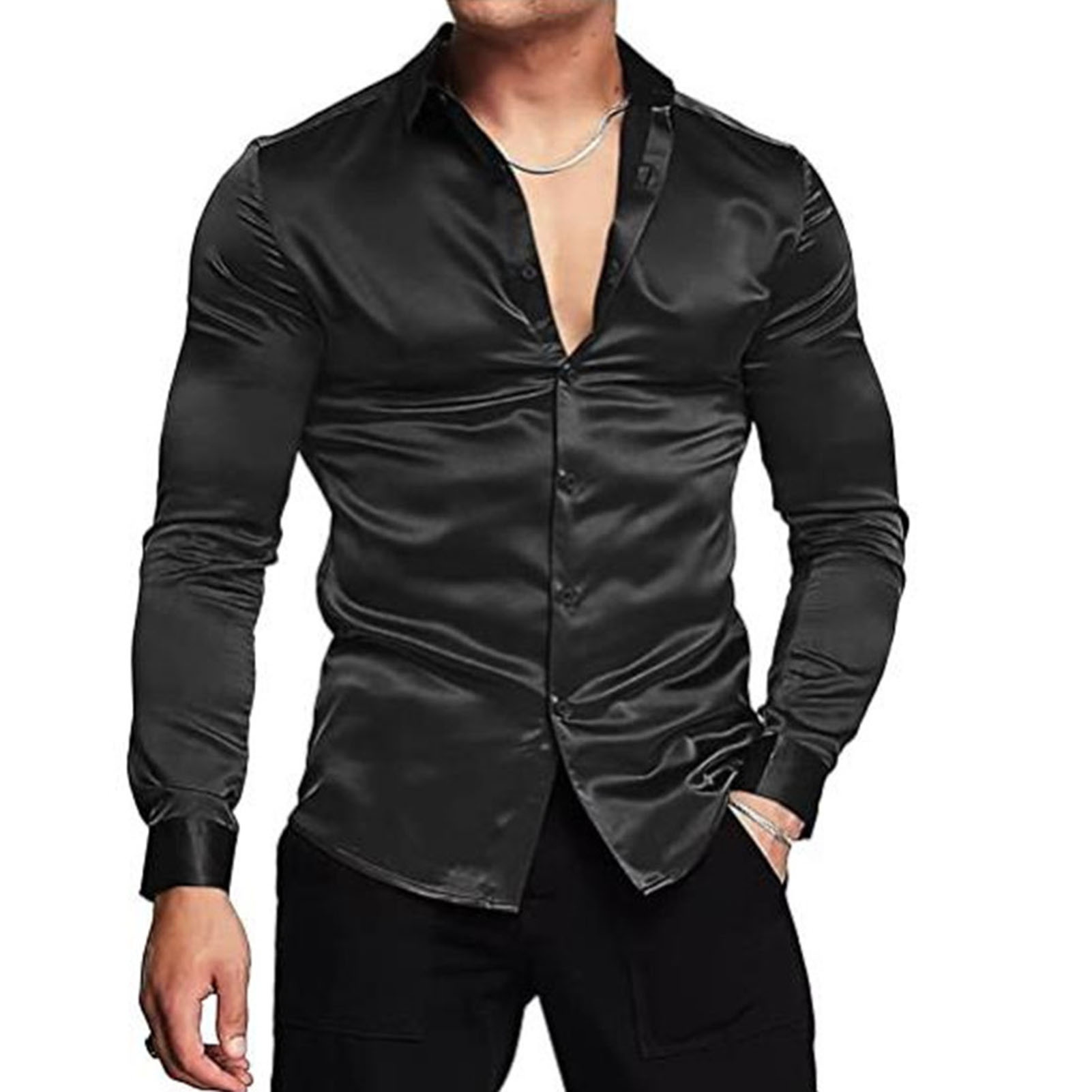 İlkbahar Sonbahar İpek Saten G - Mens Satin Silk Dress Shirt incelemesi ve fiyatı