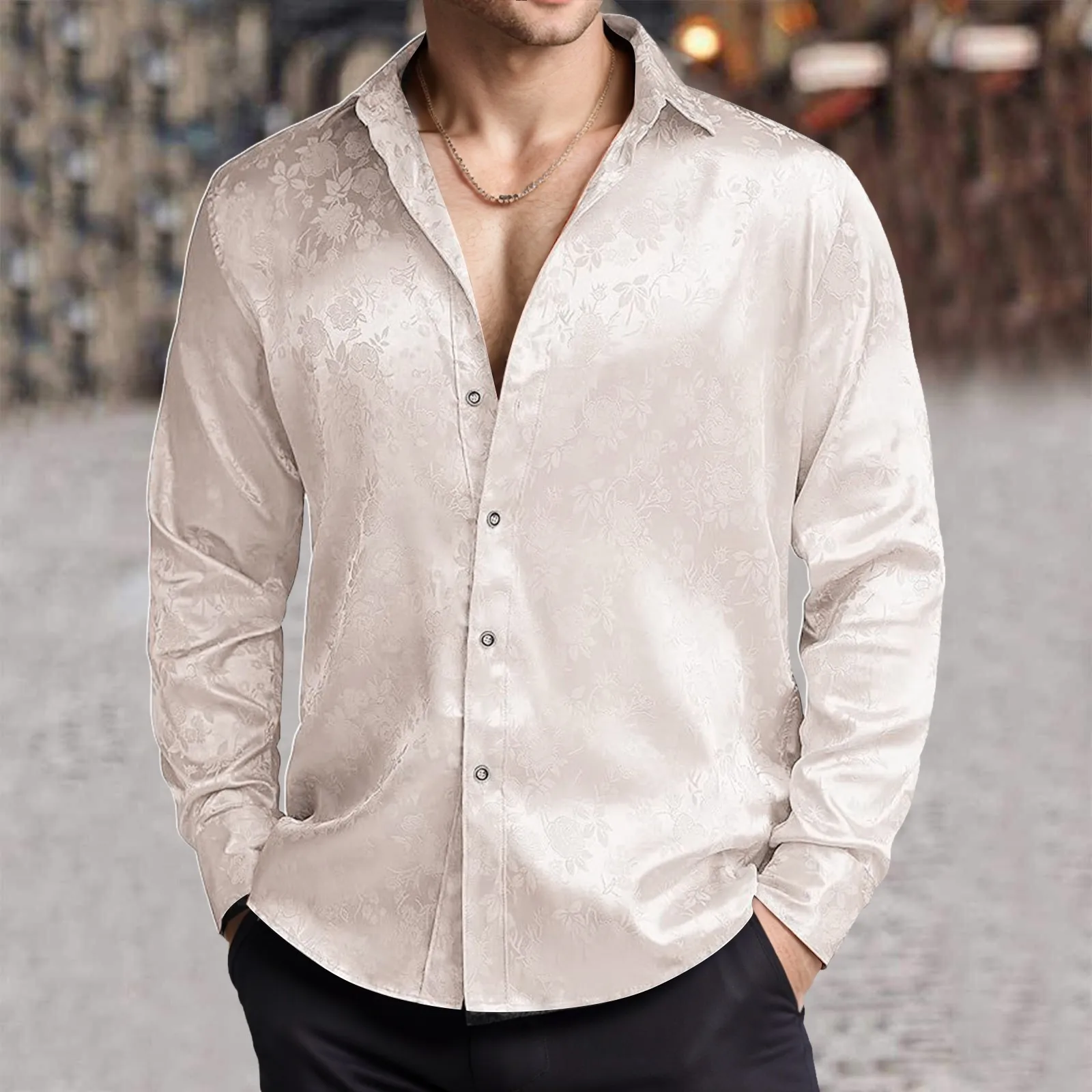 Erkek Taklit Ipek Saten Elbise - Mens Satin Silk Dress Shirt incelemesi ve fiyatı