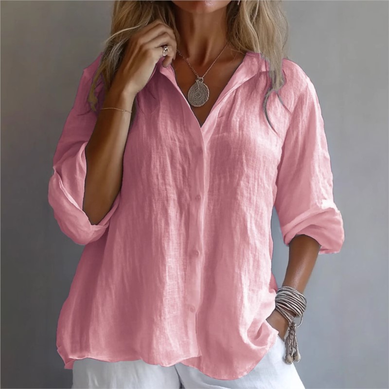 Düz Renk Keten Seksi V Yaka Te - Mens Linen Shirt Long Sleeve incelemesi ve fiyatı