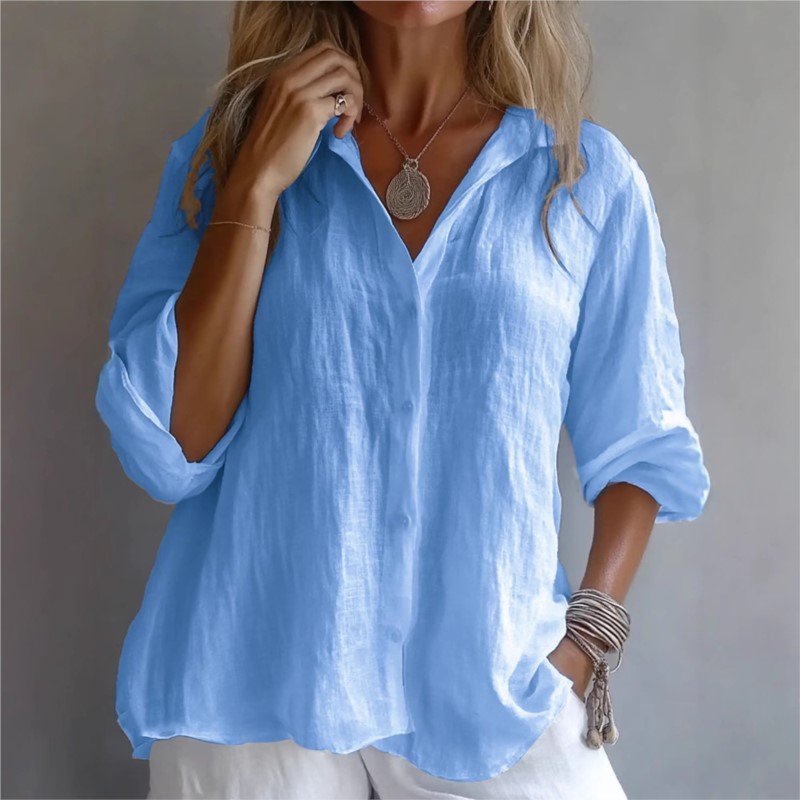 Düz Renk Keten Seksi V Yaka Te - Mens Linen Shirt Long Sleeve incelemesi ve fiyatı