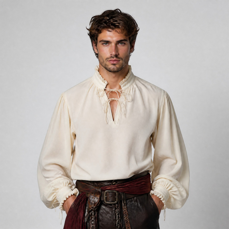 Rönesans Orta Çağ Korsan Gömle - Medieval Gothic Lace Up Pirate Shirt incelemesi ve fiyatı