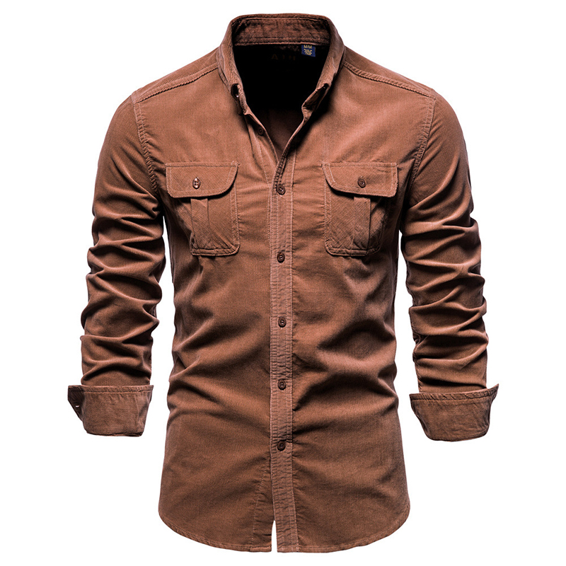 Vintage Düz Renk Kordonlu Göml - Corduroy Button Up Shirt Men incelemesi ve fiyatı
