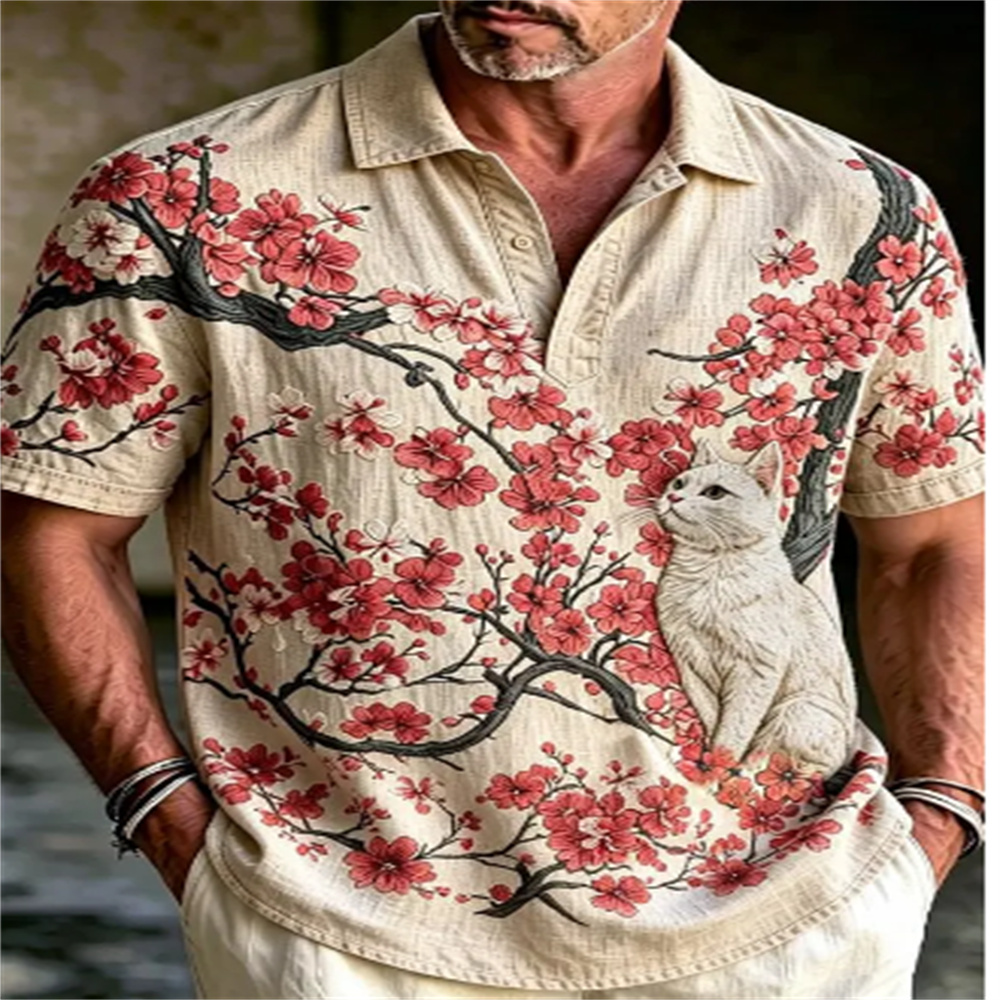 Erkek Kısa Kollu Polo Gömlek V - Vintage Hawaiian Floral Shirt incelemesi ve fiyatı