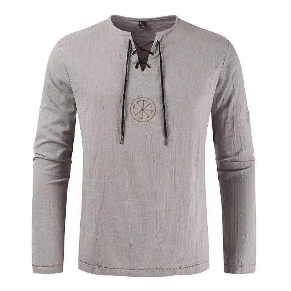 Erkek Viking Vegvisir Tunik Or - Mens Linen Shirt Long Sleeve incelemesi ve fiyatı