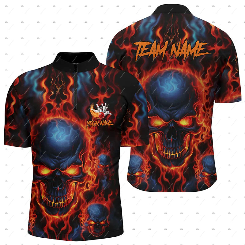 Özel Ad Bowling Kafatası Renkl - Short Sleeve Bowling Shirt Retro incelemesi ve fiyatı