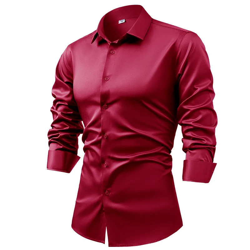 Erkekler için 2025 İlkbahar So - Mens Satin Silk Dress Shirt incelemesi ve fiyatı