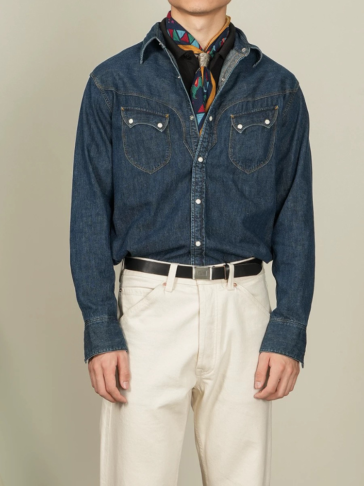 Amerikan Vintage İnci Çıtçıtlı - Mens Western Denim Pearl Snap Shirt incelemesi ve fiyatı