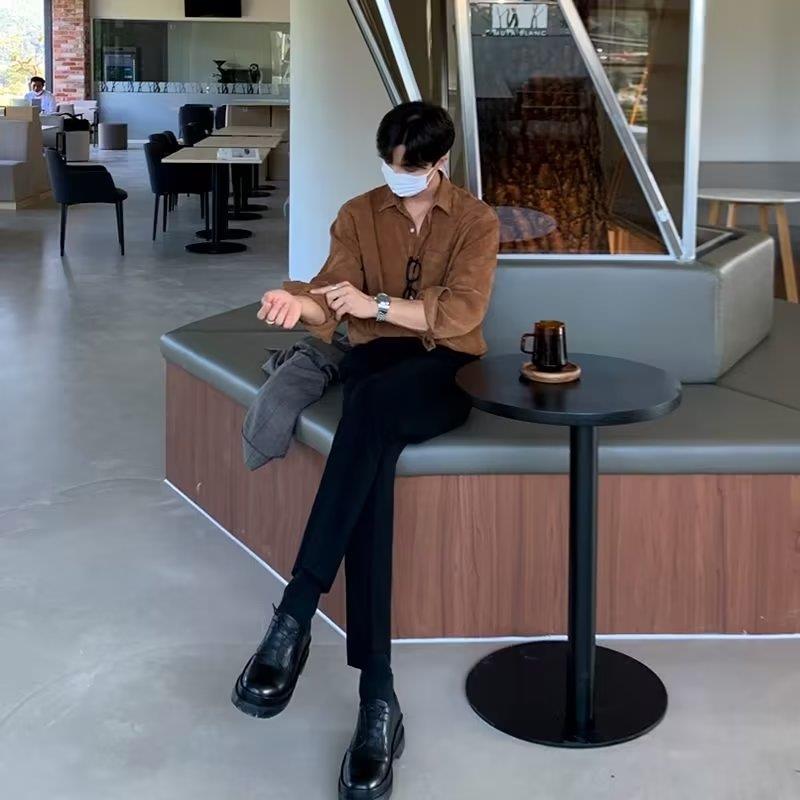 Erkekler Kadife Uzun Kollu Siy - Corduroy Button Up Shirt Men incelemesi ve fiyatı