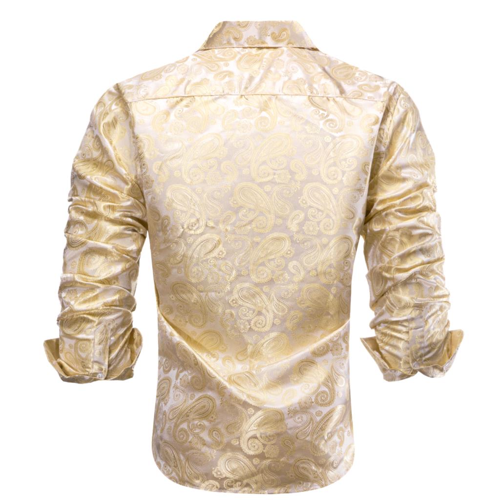 Hi-Tie altın bej fildişi şampa - Mens Satin Silk Dress Shirt incelemesi ve fiyatı