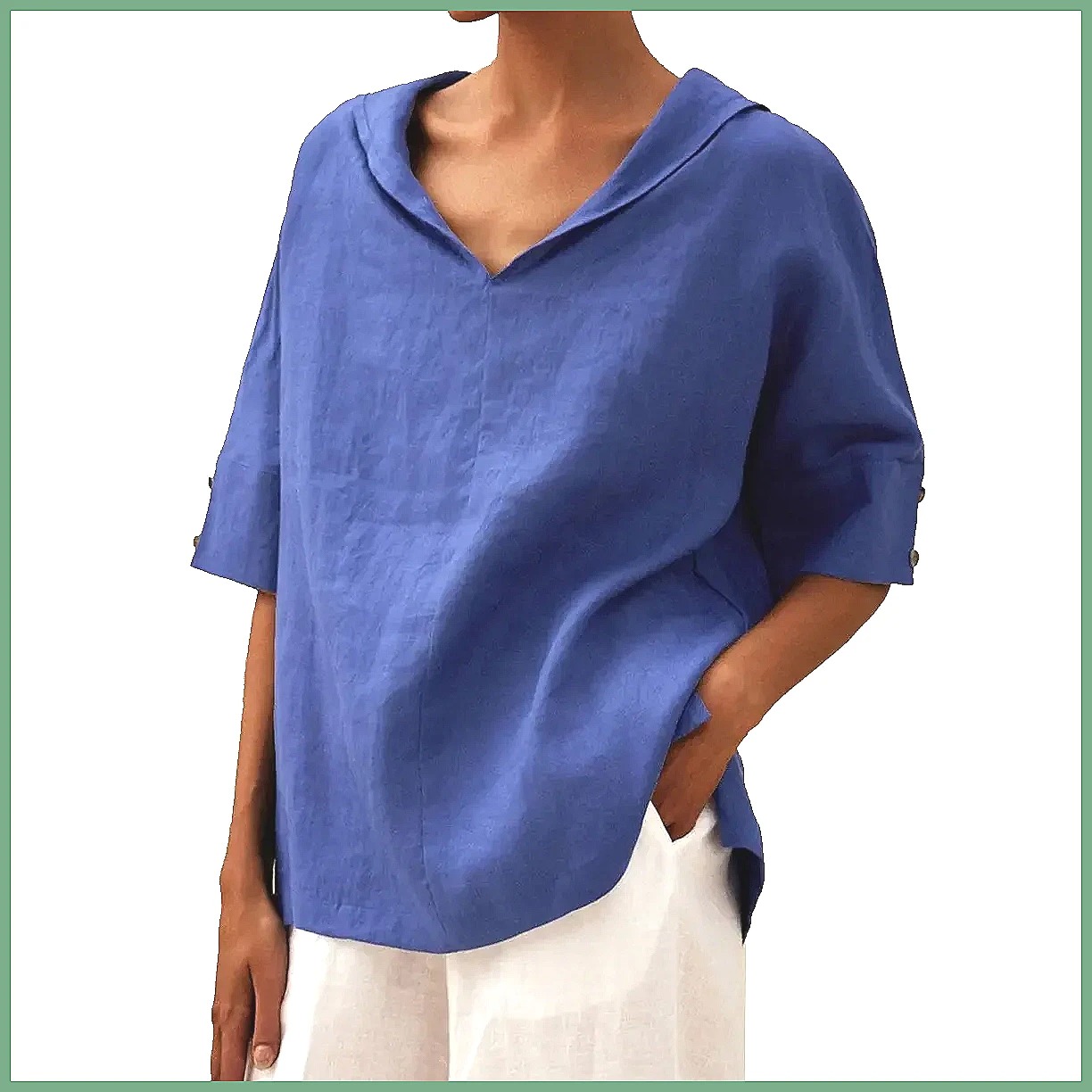 Kadın Bol V Yaka Pamuklu Keten - Shirts incelemesi ve fiyatı