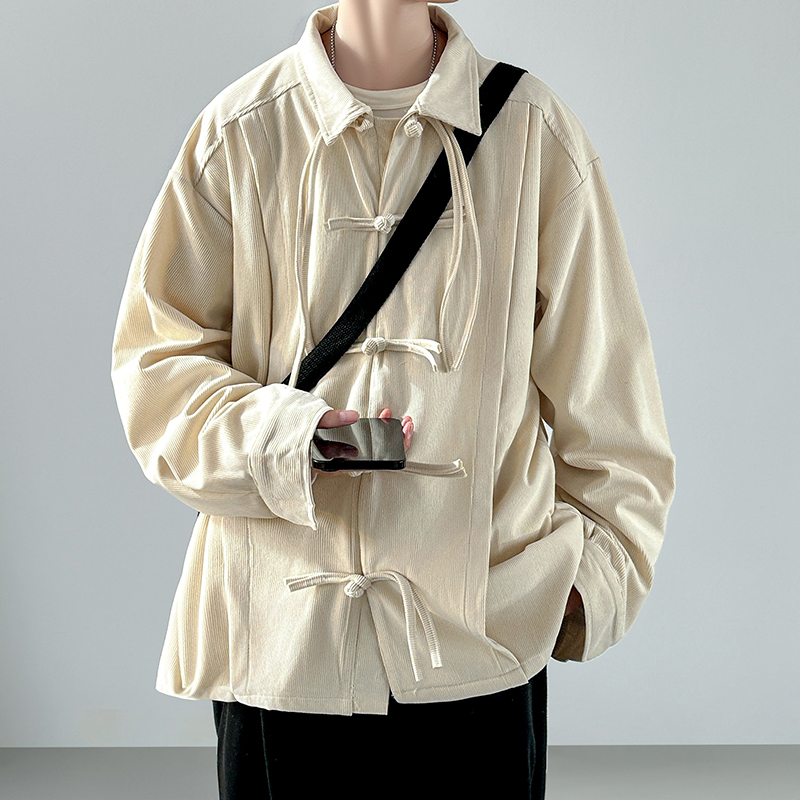 2025 Erkekler Retro Çin Tarzı  - Corduroy Button Up Shirt Men incelemesi ve fiyatı