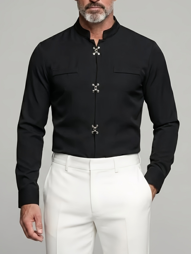 Lüks Erkek Mandarin Yaka Gömle - Mandarin Collar Formal Shirt Slim Fit incelemesi ve fiyatı