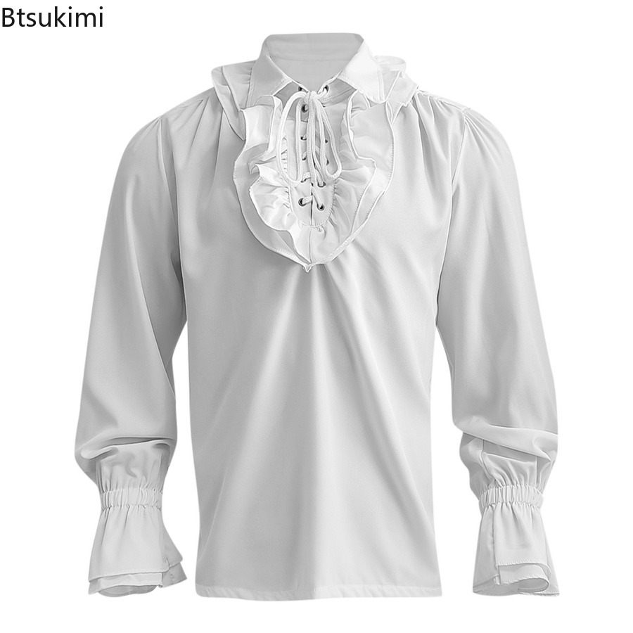 Erkek Ortaçağ Rönesans Korsan  - Medieval Gothic Lace Up Pirate Shirt incelemesi ve fiyatı